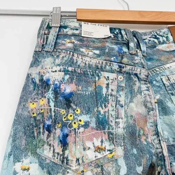 NWT Free People Tennessee Low-Rise Illusions Daisies Floral  Jeans Size 26 - Picture 7 of 7